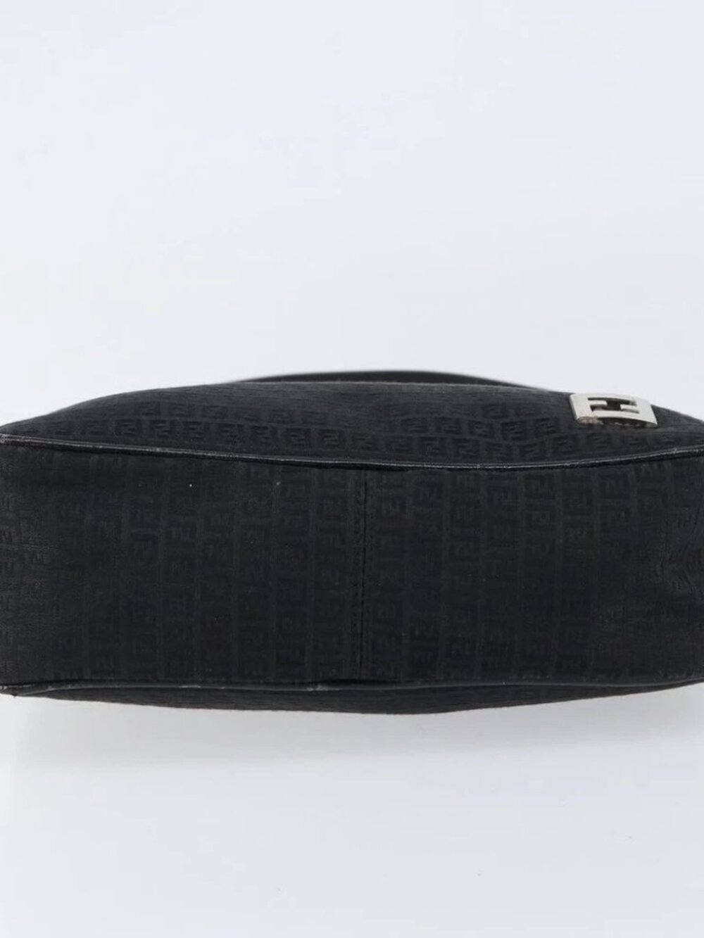 FENDI Zucchino Canvas Shoulder Bag Black Silver - Picture 6 of 16